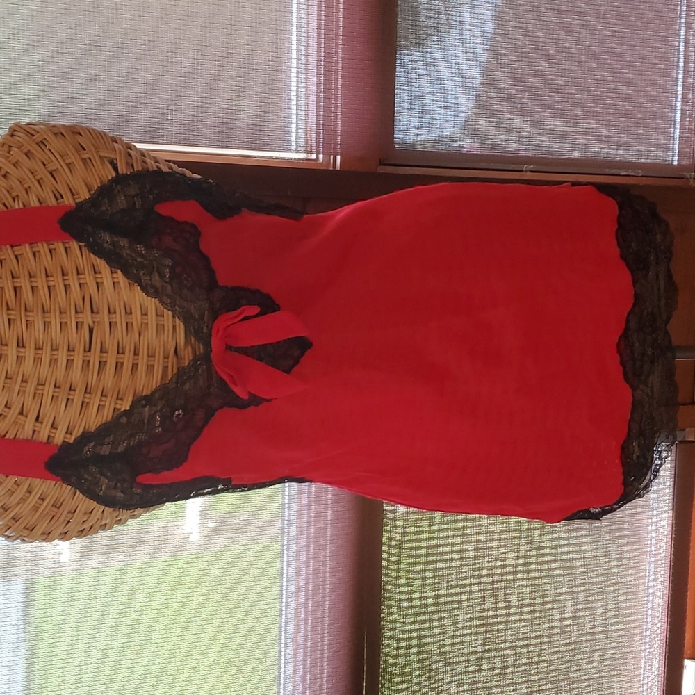 Red with black lace nightie